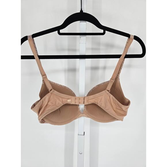 Victorias Secret Womens Sz 34D Classic Padded Push Up Bra Beige Leopard Trim - Picture 3 of 4